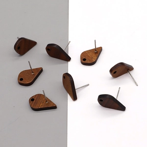 Geometric Water Drop Wood Earring Post DIY Jewelry Findings Natural Wood Texture Earring Stud Components For Women
