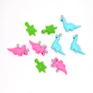 DIY kleurrijke cartoon hars schildpad en dinosaurus hangers met ringen voor sieraden