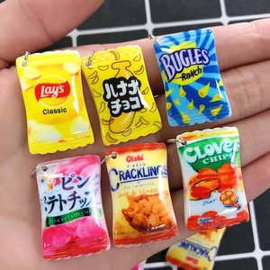 Simulation Mini Food Bag Resin Plastic Pendants Funny Snack DIY Charms For Earrings Necklace Jewelry Making Accessory