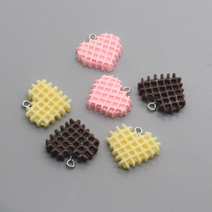Herzform Waffel Keks Harz Anhänger Lebensmittelsimulation DIY Charms Für Schmuckherstellung Ohrring Schlüsselanhänger Zubehör