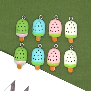 DIY Resin Popsicle Charms Watermelon Seeds Pattern Ice Cream Pendants For Jewelry Making Keychain Earrings Craft Accessories