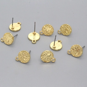 Détails de boucles d'oreilles rondes martelées dorées avec boucle pour bijoux DIY