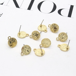 Apprêts de Boucles d'Oreilles Clous en Alliage Rond Martelé pour Fabrication de Bijoux DIY Accessoires de Boucles d'Oreilles à Pompons Bases Dorées