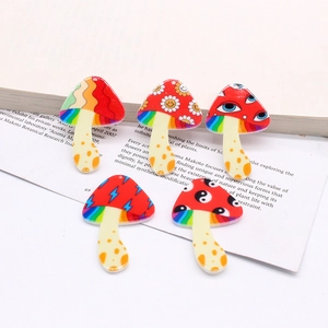 Acrylic Mushroom Pendant DIY Jewelry Making Daisy Evil Eye Tai Chi Pattern Earring Keychain Necklace Making Accessories