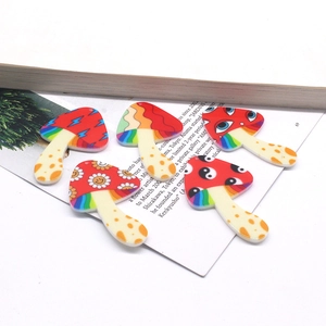 Acrylic mushroom charms with daisy, evil eye, and yin yang patterns for DIY jewelry