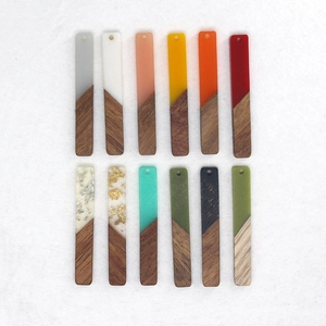Rechthoekige hangers van hout en hars met goudfolie in 12 kleuren voor DIY-sieraden
