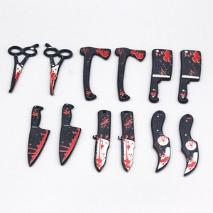 12pcs Halloween bloody weapon charms including ax and knife for DIY jewelry making