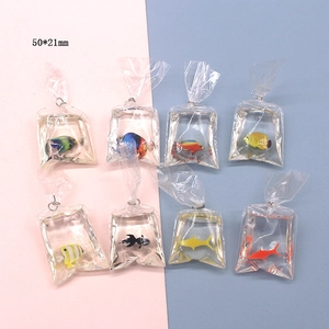 DIY simulated goldfish bag resin pendant set with metal ring for creative jewelry making