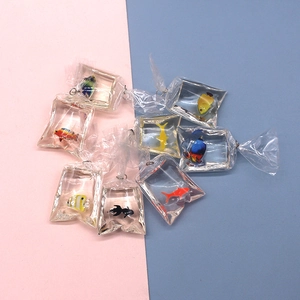 Cute artificial fish water bag pendant keychain accessories for DIY jewelry making