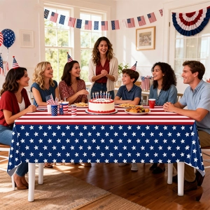Patriotic US Flag rectangular PE tablecloth for Independence Day party table decorations