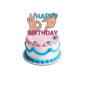 Creative hand gesture Happy Birthday cake topper decoration for themed party setup