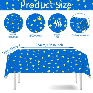 Detailed size chart for 274x137cm waterproof American flag tablecloth for party decor