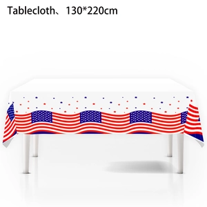 Detail view of American flag party tablecloth measuring 130x220cm for patriotic events