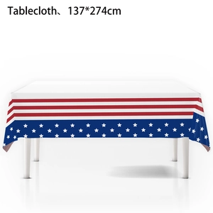 Detail view of American flag disposable plastic tablecloth 137x274cm for Independence Day