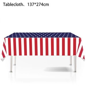 Detail of 137x274cm American flag disposable PE tablecloth with stars and stripes pattern