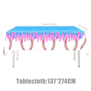 Baseball themed melting ice cream party tablecloth size 137x274cm waterproof PE material