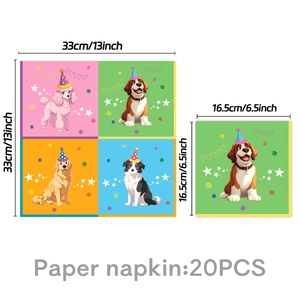 Lot de 20 serviettes de fête pour chiens avec des motifs de caniches et retrievers