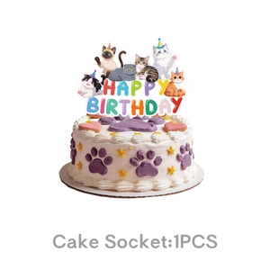 Cartoon cat theme Happy Birthday cake topper for pet parties, colorful 1 piece set