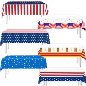 Disposable American flag and patriotic star pattern tablecloths for party decoration
