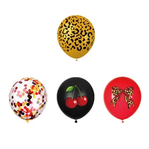 Leopard print and cherry pattern latex party balloons for birthday party decorations