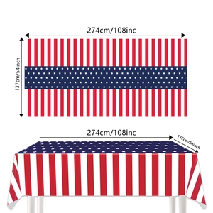 Rechteckige US-Flagge Tischdecke mit roten Streifen und weißen Sternen, 137x274 cm