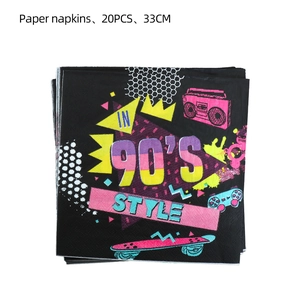 Set mit 20 Stück 90er Jahre Retro-Party-Papierservietten mit buntem Graffiti-Design