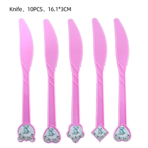 Lot de 10 couteaux en plastique rose avec motif éléphant pour fête d'enfants