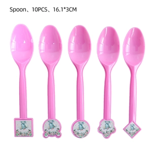Cuillères roses en plastique avec motif éléphant pour décoration de fête d'enfant