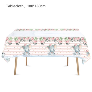 Nappe de fête éléphant rose 108x180cm pour décorations d'anniversaire enfant