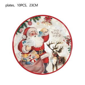 Lot de 10 assiettes Noël 23cm avec motif Père Noël pour décoration de fête