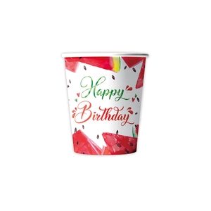 Watermelon theme happy birthday disposable paper cups for summer party table decor