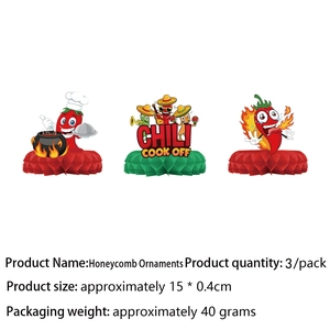 Trois centres de table en nid d'abeille au chili avec motifs de chef et sombrero