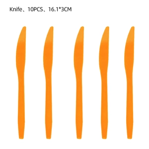 Pack de 10 cuchillos de plástico naranja desechables para decoración de fiestas