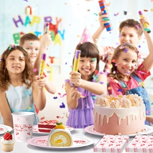 Kersenstrik thema feestservies set met borden en bekers voor verjaardagsdecoratie meisje