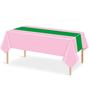 Nappe rectangulaire imperméable en PE rose et vert foncé pour décorations de fête