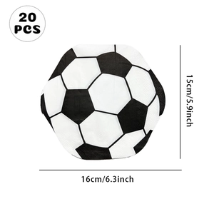 Pack of 20 soccer ball shaped double-layer paper napkins for sports themed party decor