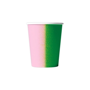 Gobelets de fête en carton rose et vert avec paillettes dorées pour décor de fête