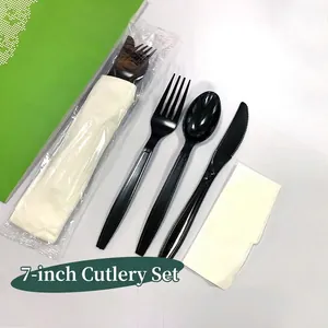 Disposable PP Plastic Knife Fork Spoon Party Tableware Thickened Long Handle Birthday Cake Cutlery For Picnic Catering Events