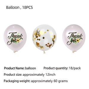 Detailed set of 18 Thanksgiving balloons featuring sunflower prints and gold sequins