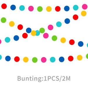 2-meter colorful round paper bunting banner with high saturation dots for party decor