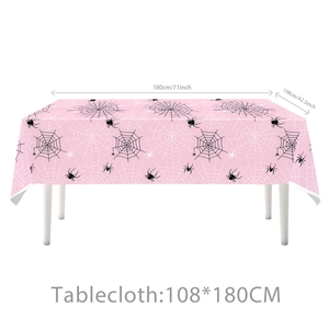 Rosa Spiderman Geburtstag Tischdecke 108x180cm mit schwarzen Spinnen und weißen Netzen