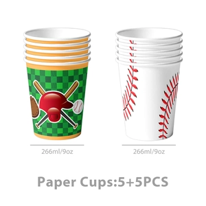 Pappbecher mit Baseball-Motiv, grünem Karomuster und roten Baseball-Naht-Designs