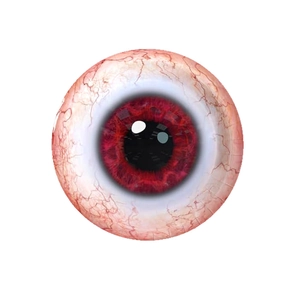 Realistic decorative eyeball with red iris and bloody vein details for party props