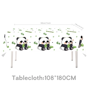 Waterproof panda theme rectangular tablecloth 180x108cm for kids birthday party decoration
