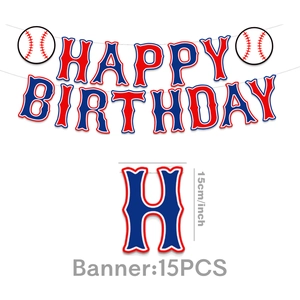 Detailansicht der Baseball-Geburtstagsbanner mit 15 cm großen rot-blauen Sportbuchstaben