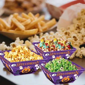 Scatole snack monouso a tema Halloween con stampe di zucca e fantasmi per feste