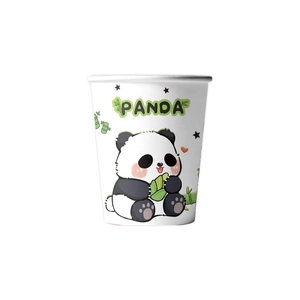 Disposable paper cup with cartoon panda design for birthday party tableware and decor
