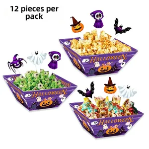 Set di 12 scatole per snack di Halloween con stampe di zucche e castelli per feste
