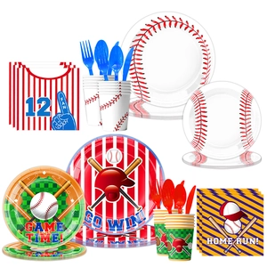 Baseball-Partygeschirr-Set mit Tellern, Tassen und Servietten für Geburtstagsdeko