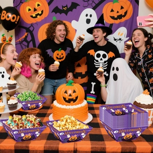 Scatole per snack di Halloween con motivi di zucche e fantasmi per dolcetti festivi e popcorn